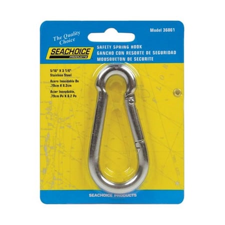 Seachoice 36861 0.31 x 3.25 in. Stainless Steel Safety Spring Hook 8091969